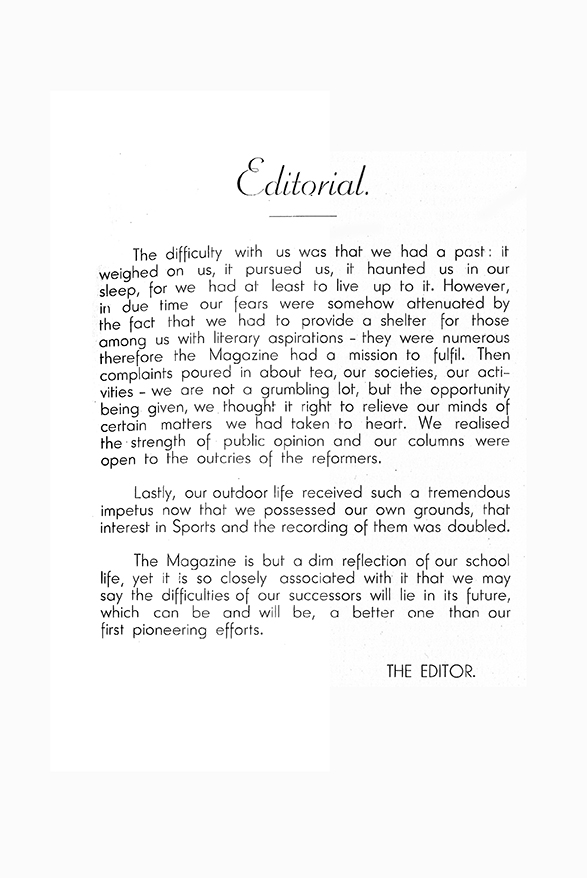 editorial page for school magazine